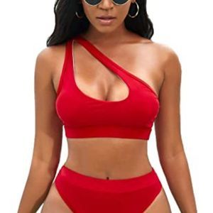 NAFLEAP Women's One Shoulder Sport Bikini Set